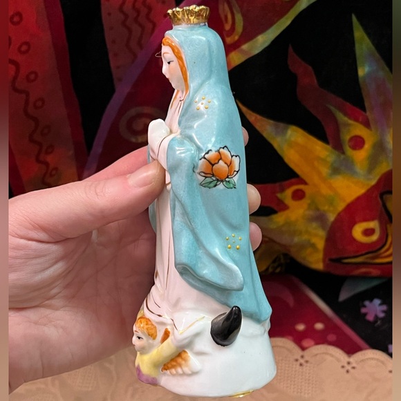 VTG Japan Virgin Mary Icon Satsuma Ware Porcelain China Figurine - Picture 9 of 9